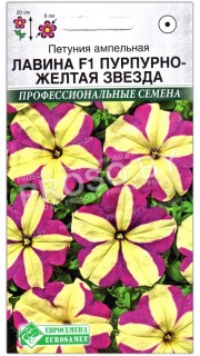 Петуния ампельная Лавина пурпурно-желтая звезда F1